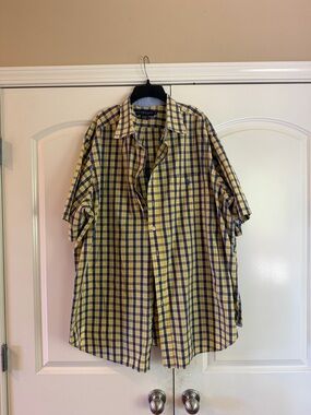 U.S. Polo Assn. Yellow & Navy Check Short-Sleeve Button-Down Shirt
